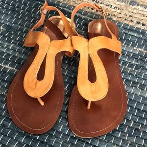 Orange flat sandals